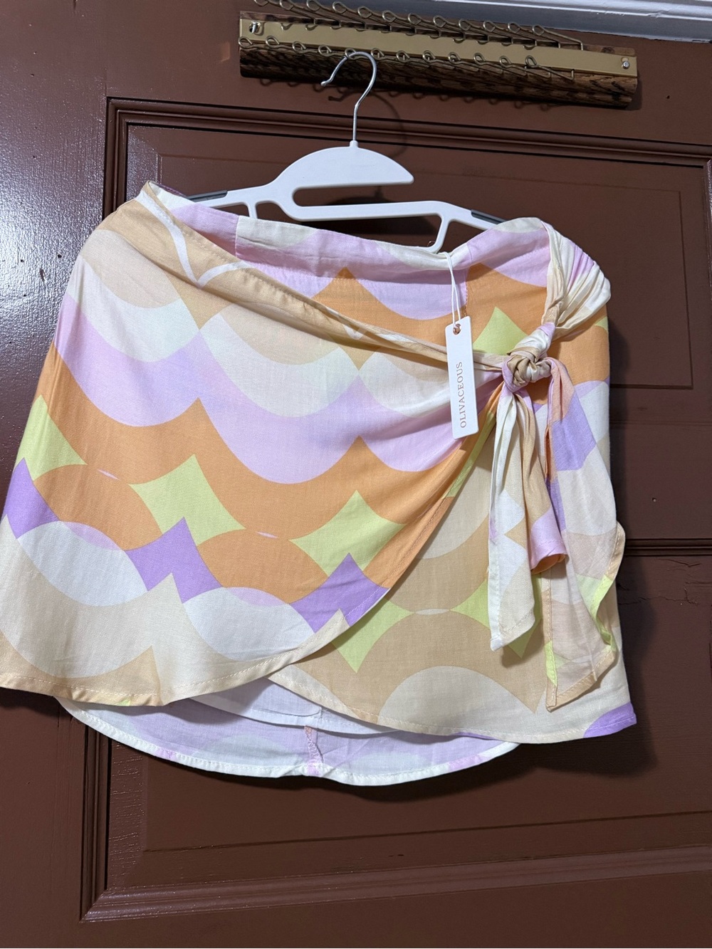 Pastel Geometric Wrap Skirt